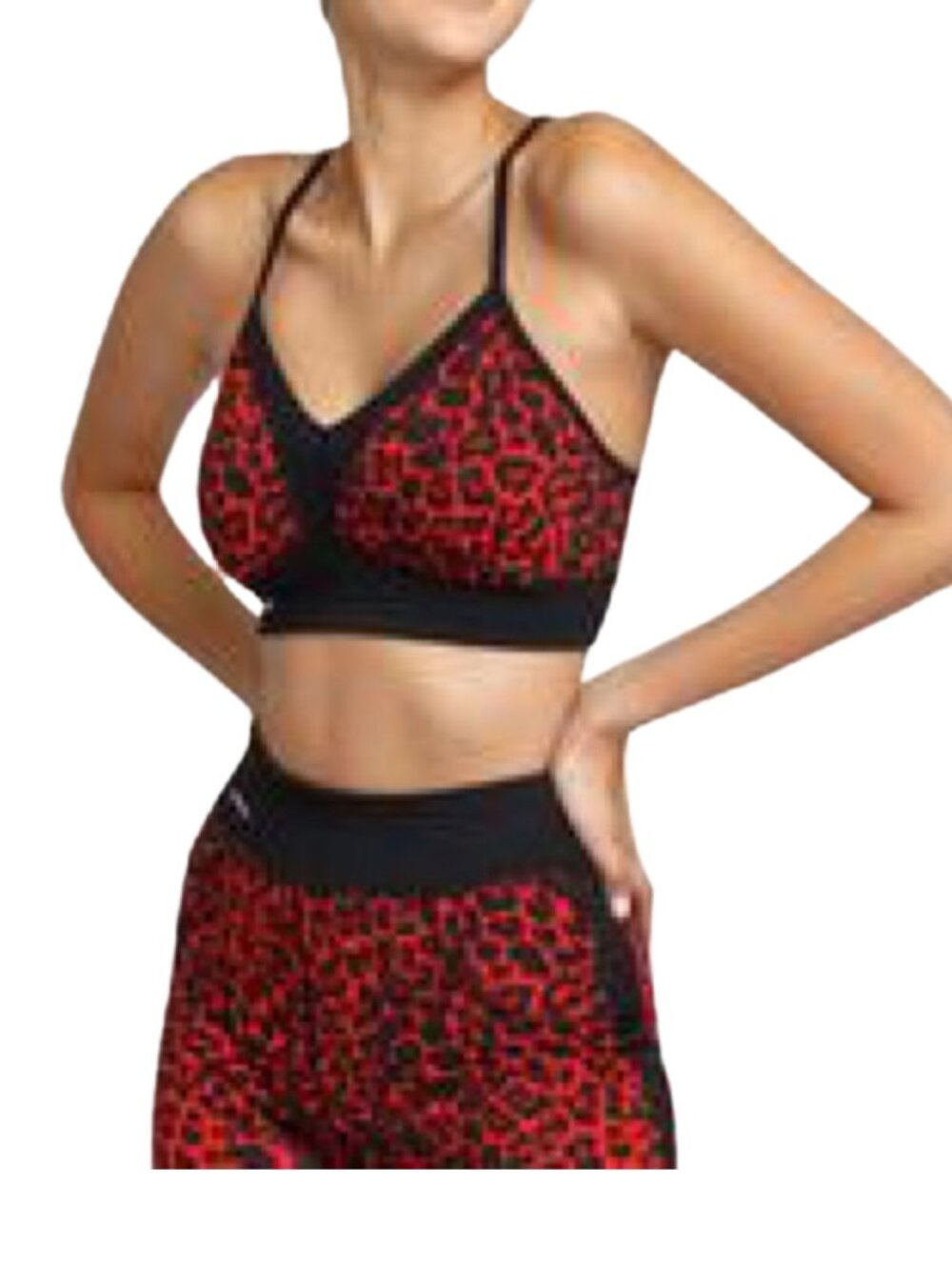 Unbridled Apparel women's red animal print reversible sports bra size S Mesh